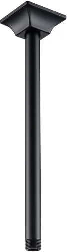 Miniatura 22 de Brazo de ducha montado en el techo de 4 pulgadas, extensión de cabezal de ducha negro mate con escudo único a juego, conexión estándar de 1/2