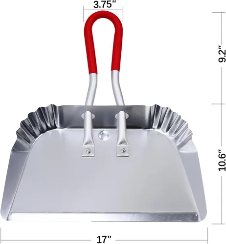 Miniatura 2 de TOP DOG Recogedor de metal de 17 pulgadas, sartenes de aluminio resistentes que no se astillan ni doblan el borde de chapa metálica plana contra