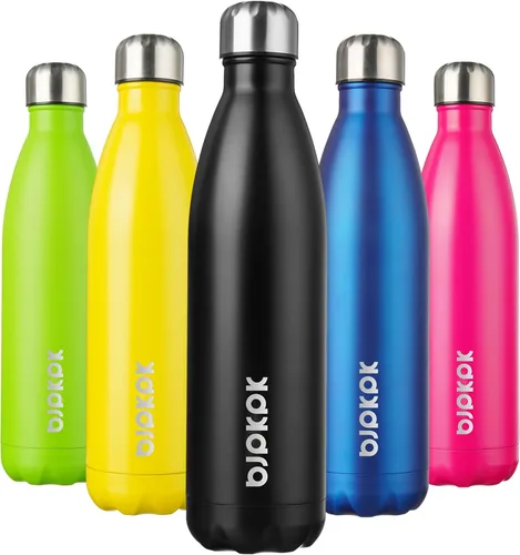 Miniatura 101 de BJPKPK Botellas de agua de acero inoxidable con aislamiento de 17 onzas, mantiene el frío y el calor, brillante oro rosa Oro rosa brillante