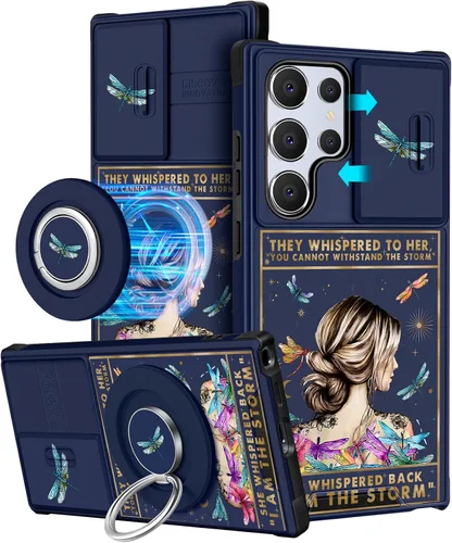 Miniatura 28 de Funermei Funda para teléfono Samsung Galaxy A15 5G - [2 en 1] Funda para teléfono de mujeres lindas chicas, diseño femenino de mariposa negra