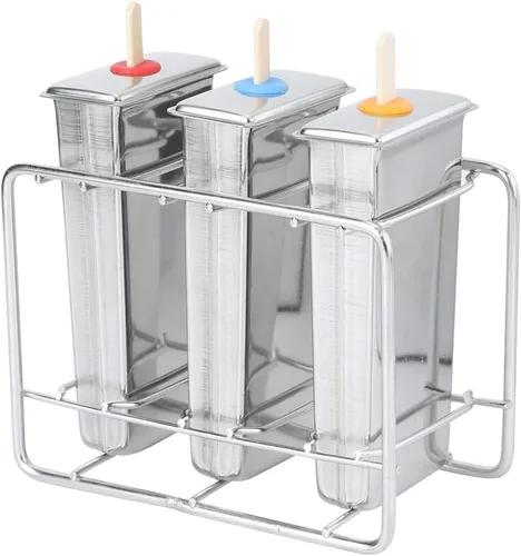 Miniatura 8 de 3 moldes de paletas de acero inoxidable, máquina de paletas de hielo con soporte de acero inoxidable, 55 varillas, 10 bolsas de almacenamiento, kit