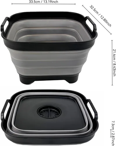 Miniatura 2 de SAMMART Sartén plegable de 10 L (2.64 galones) con tapón de drenaje, lavabo plegable, tina portátil para lavar platos, bandeja de almacenamiento