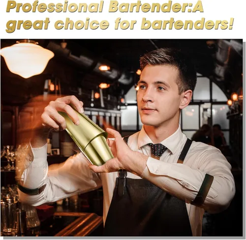 Miniatura 7 de Sabary Juego de 6 cocteleras profesionales Boston de acero inoxidable, mezclador de bebidas Martini, herramienta básica, batido ponderado, juego