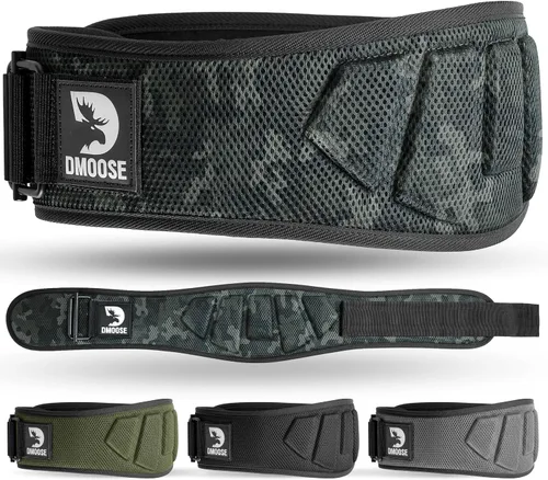 Miniatura 10 de Cinturón DMoose Fitness para levantamiento de pesas para sentadillas, peso muerto y entrenamiento intenso - Cinturón de 15cm ajustable con bloqueo