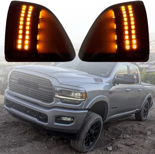 Miniatura 12 de Espejo lateral LED intermitente, luz de charco para conductor y pasajero, lente transparente para 68064948AA 68064949AA compatible con Dodge Ram