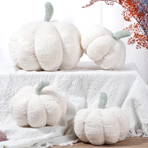 Miniatura 5 de Kajaia 4 almohadas de otoño decorativas de calabaza de Acción de Gracias, almohada de otoño de 11 pulgadas, 7 pulgadas, cojín 3D de Acción de Blanco