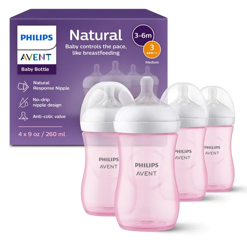 Miniatura 21 de Philips Avent - Biberón natural con boquilla de respuesta natural, rosa, 9 onzas, paquete de 4, SCY903/14