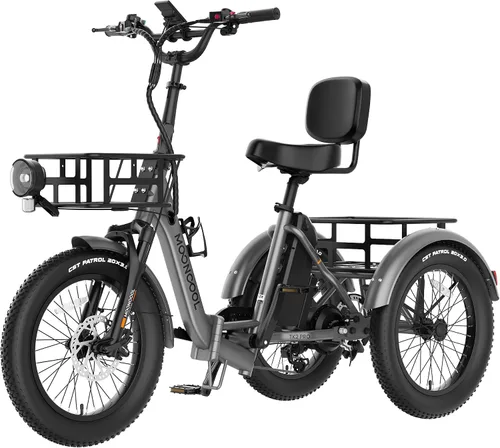 Miniatura 22 de MOONCOOL Foldable Electric Tricycle for Adults, 20" Aluminum Etrike Fat Tire, Rated 500W 48V 15Ah Rear Differential, Front Suspension, 15.5MPH