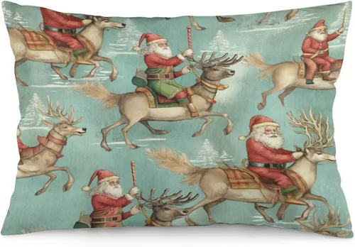 Miniatura 30 de Fundas de almohada refrescantes con diseño de reno burdeos, fundas de almohada lumbar para exteriores con cremallera invisible, funda de almohada