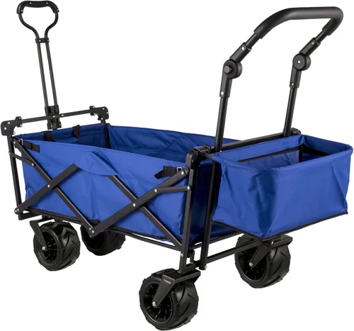 Miniatura 8 de Happbuy - Carro plegable con toldo extraíble, 220 libras, carrito de playa plegable resistente con ruedas grandes Azul