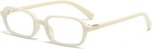 LJCZKA Lentes rectangulares con bloqueo de luz azul para mujeres y hombres, lentes retro con marco cuadrado pequeño antifatiga ocular para