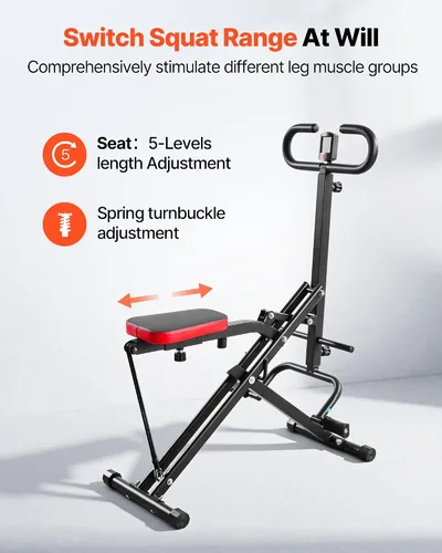Miniatura 4 de VEVOR Squat Machine, Deep Squat Rowing Machine for Home, Easy Setup & Foldable Exercise Equipment, Glute Trainer Machine with 2/3 High-Strength