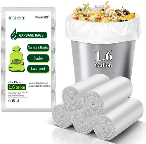Miniatura 12 de Inwaysin - Bolsas de basura de 13 galones de alto, bolsas de basura negras biodegradables, 75