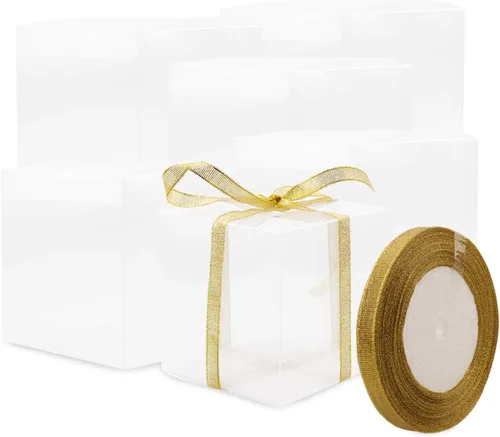 Coobbar Caja de regalo transparente para dulces, paquete de 30 cajas vacías de plástico de PVC transparente para regalos de fiesta, boda, regalos de