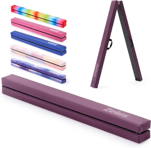 Miniatura 10 de ZELUS Viga de Equilibrio de Gimnasia Plegable de 8', Viga de Equilibrio de Suelo con Asas de Transporte, Base Antideslizante para Niños