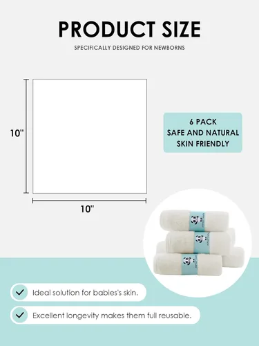 Miniatura 2 de HIPHOP PANDA Toallas para bebé, rayón hechas de bambú, 2 capas, ultra suaves, absorbentes, para recién nacidos, toallitas reutilizables para piel