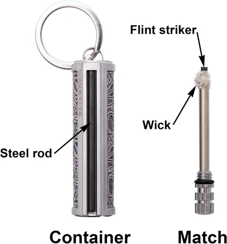 Miniatura 7 de SURVIVE Kit de llavero de metal permanente, paquete de 2 unidades, reutilizable de supervivencia, llavero impermeable de emergencia Plateado