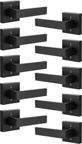 KNOBWELL - Paquete de 10 picaportes resistentes de 0,93 lb con acabado negro, para puertas «dummy» o de una sola cara, sin función de giro, para