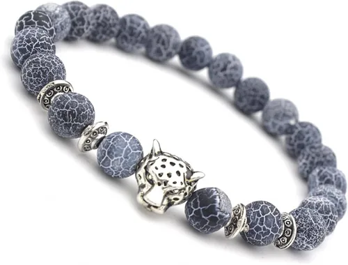 Miniatura 3 de Pulsera unisex de 0.315 in de roca volcánica chapada en oro de pantera de leopardo con cuentas de Buda, piedra natural, antiansiedad, difusor