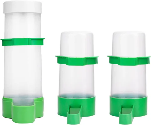 Comedero para pájaros, dispensador de agua para pájaros, 2 unidades, alimentador automático de agua para pájaros con 1 alimentador de alimentos para