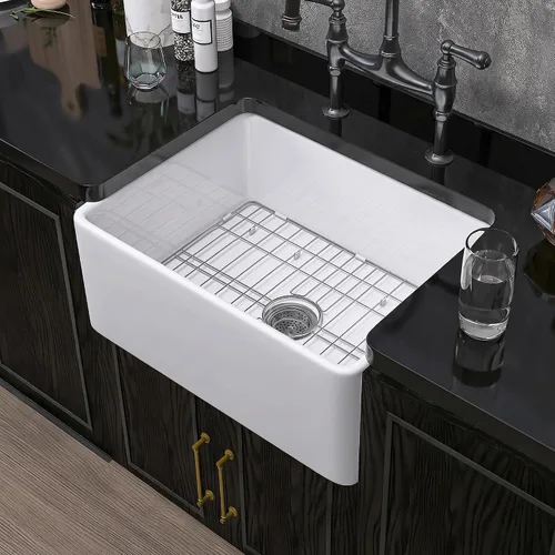 Miuara Fregadero de Granja de 24 Pulgadas – Fregadero de Cocina Pequeño con Delantal Frontal de Montaje Inferior Reversible 24"x18"x10", Estilo Casa