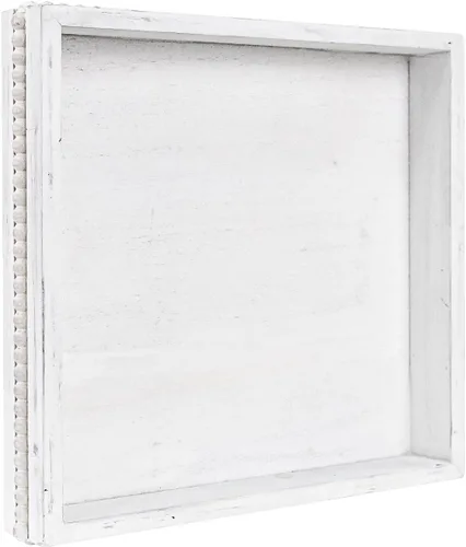 Miniatura 18 de MAONAME Bandeja de Madera para Servir, Bandeja de Madera Estilo Granja con Cuentas, Bandeja Octogonal para Servir Blanca Lavada, Bandeja de Mesa