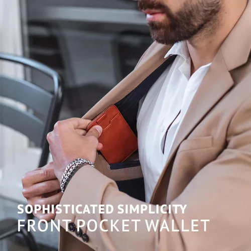 Miniatura 14 de Vaultskin CHELSEA - Cartera de piel delgada con bloqueo RFID para hombre, tarjetero minimalista con bolsillo frontal