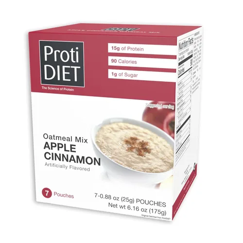ProtiDIET Avena de manzana y canela alta en proteínas, 0.51 onzas de proteína, sin azúcar con fibra añadida, avena instantánea para un desayuno