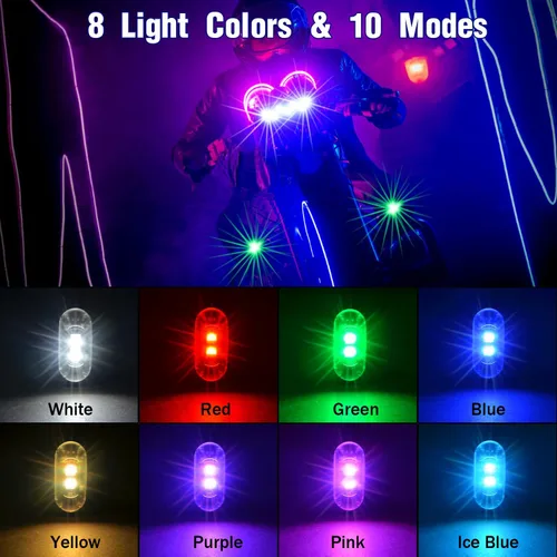 Miniatura 2 de 4 luces estroboscópicas LED inalámbricas con control remoto, 8 colores recargables, luces LED anticolisión, luces de advertencia de emergencia