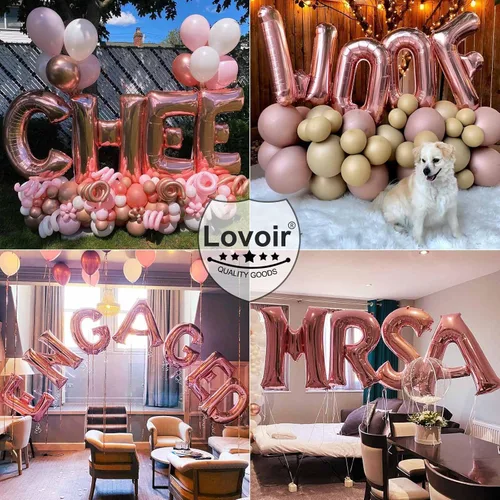 Miniatura 6 de Lovoir Globos grandes de 40 pulgadas de oro rosa con letra C de gran tamaño, globo de helio de aluminio de Mylar para decoración de fiesta de Letra