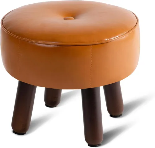 Miniatura 10 de oakvivo Taburete otomano pequeño de 13 pulgadas, reposapiés redondo de piel sintética para sofá, reposapiés debajo del escritorio, reposapiés