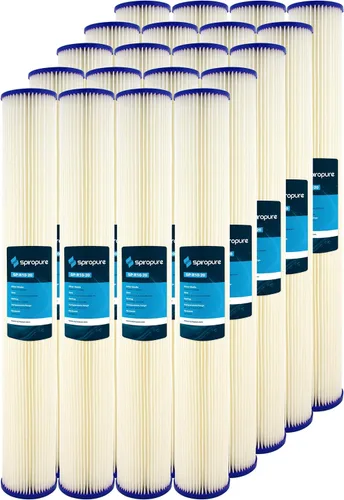 Miniatura 20 de SpiroPure SP-R1 10x2.5 Cartucho de filtro de agua de sedimento de poliéster plisado de 1 micrón SPC-25-1001 (caja de 24)