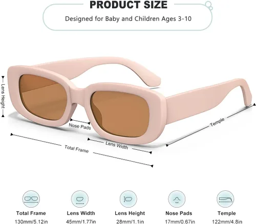 Miniatura 3 de AWGSEE Lentes de sol rectangulares retro para niños, estilo vintage de los años 90, con marco cuadrado estrecho, para niñas y niños, protección UV