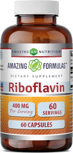 Amazing Formulas - Suplemento de riboflavina (vitamina B2), 400 mg por porción, 60 cápsulas, sin OMG, sin gluten, fabricado en Estados Unidos
