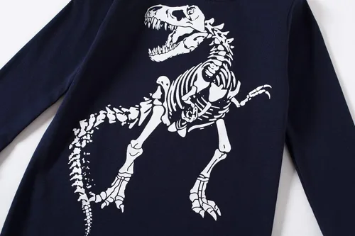 Miniatura 3 de Family Feeling Juegos de pijama de dinosaurio para niños pequeños, 100 % algodón