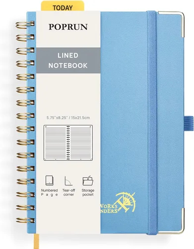 Miniatura 12 de POPRUN Lined Spiral Journal Notebook for Women & Men, 7-1/4" x 9-1/2", 220 Numbered Pages, College Ruled Hardcover Notebook for Work, Journals for
