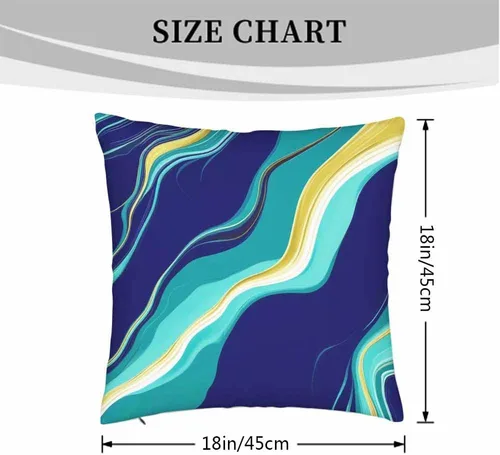 Miniatura 4 de Juego de 2 fundas de cojín con diseño elegante de textura de mármol azul oscuro y dorado, para sofá, silla, dormitorio, decoración moderna, 18 x 18