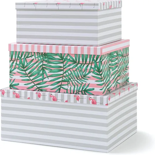 Miniatura 14 de Soul & Lane Cajas de almacenamiento de fotos de mariposas en vuelo (juego de 3): cajas anidables con tapas, contenedores de cartón decorativos