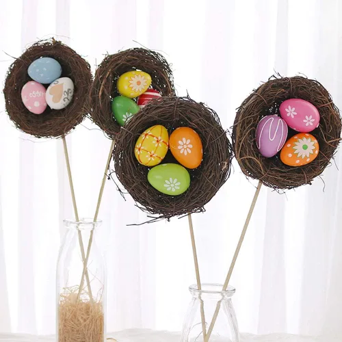 Miniatura 7 de Paquete de 30 huevos de plástico blanco, huevo de Pascua falso, pollo artificial para manualidades, pintura, fiesta, decoración del hogar, niños