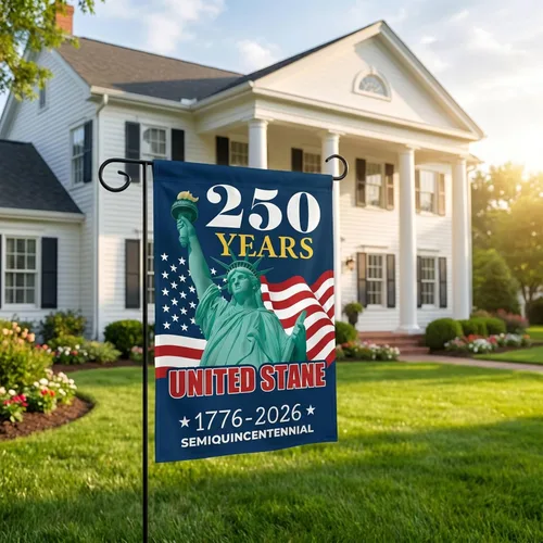 Miniatura 5 de Bandera de jardín de 250 años de América, pancarta patriótica de doble cara del 250 aniversario de Estados Unidos, diseño de estatua de la libertad