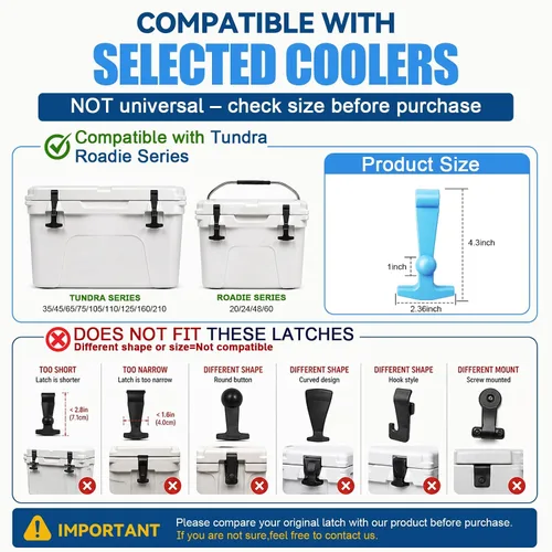Miniatura 3 de Pestillos de repuesto para Yeti, RTIC, piezas de cierre de tapa (paquete de 2) compatibles con cierres en T de Yeti Coolers hechos de goma dura