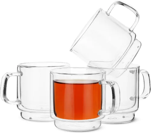 Miniatura 6 de BTaT- Tazas de café apilables de doble pared, 2 onzas, juego de 6, tazas de café Demitasse transparentes, tazas de café con aislamiento de doble