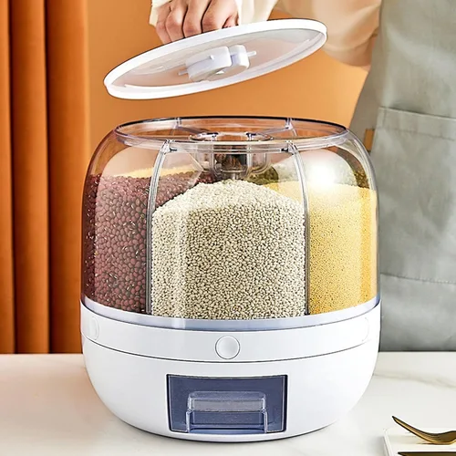 Miniatura 8 de Dispensador de arroz, dispensador de granos, 6 rejillas, dispensador de PP, organizador de almacenamiento de granos para cocina doméstica (#1)