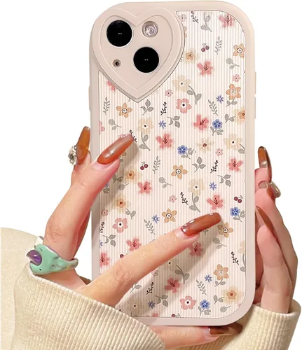 Miniatura 12 de Lovmooful Funda compatible con iPhone 13, diseño floral con lente de amor, protector de parachoques para niñas y mujeres, TPU suave a prueba
