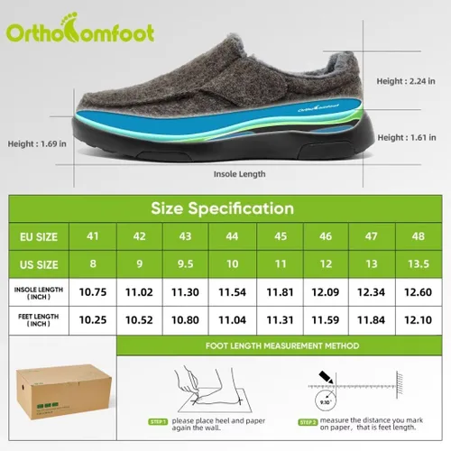 Miniatura 6 de OrthoComfoot Mens Slippers with Arch Support,Plantar Fasciitis Orthopedic House ShoesSlip On Moccasin Slippers for Indoor Outdoor