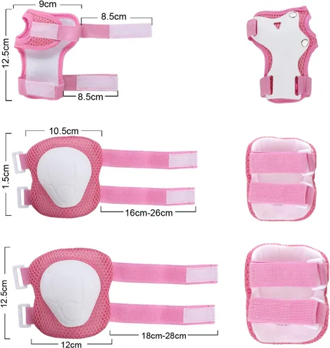 Miniatura 7 de WayEee - Juego de casco de bicicleta para niños, rodilleras para patinetas, juego de almohadillas para casco, juego de equipo de protección Rosa
