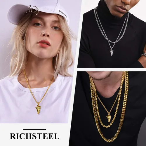 Miniatura 2 de Richsteel Necklaces for Men Women FootballBasketballBoxing GlovesShoes Pendant Stainless Steel Hip Hop Sports Fan Jewelry