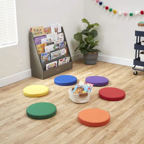 Miniatura 9 de ECR4Kids SoftZone - Cojines de suelo, redondos, asientos flexibles, surtidos, 6 piezas