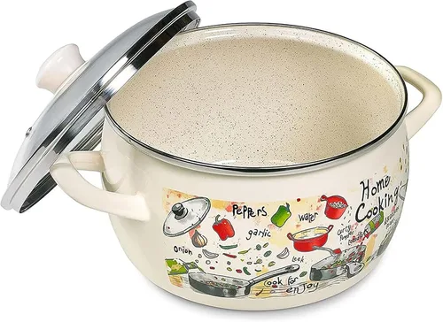 Miniatura 5 de Juego de cazuela esmaltada con tapas de vidrio - 3 piezas 2.2 L / 3 L / 5.3 L (Blackberry)