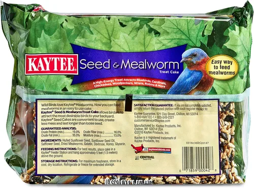 Miniatura 9 de Kaytee Alimento en forma de pastel de semillas para aves silvestres y gusanos de harina para azulejos, carboneros, pájaros carpinteros y más, 1.4